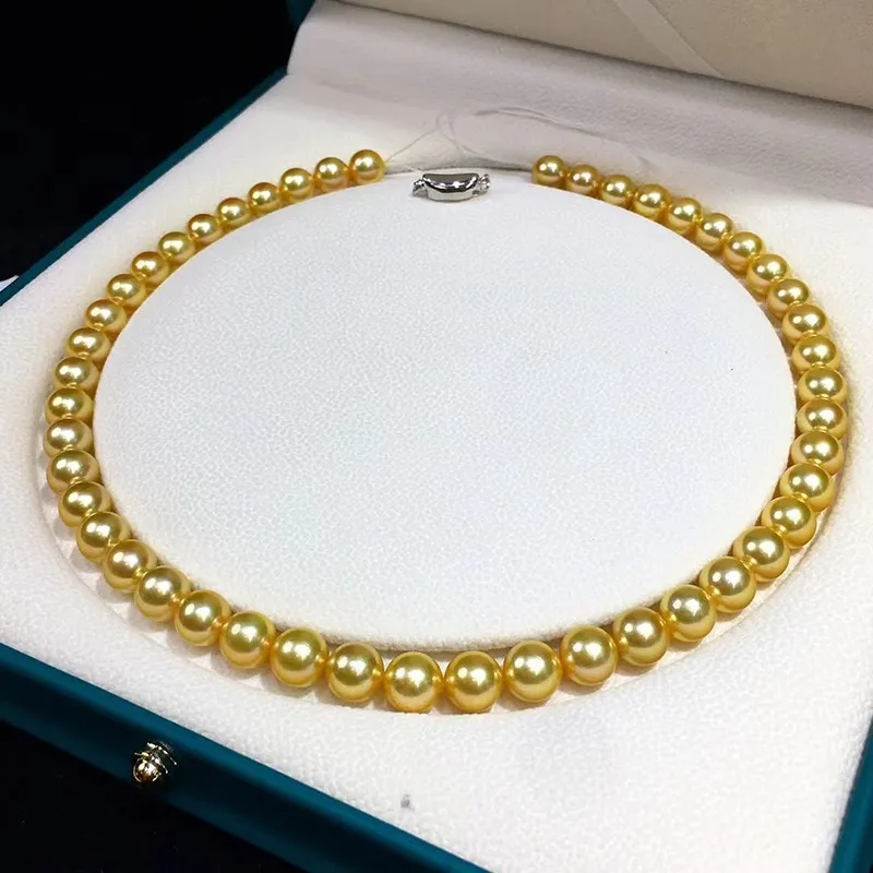 

Charming 18"9-10mm Natural South Sea Genuine White Round Pearl Necklace Free Shipping for Women Jewelry Necklace Luxury Jewelry