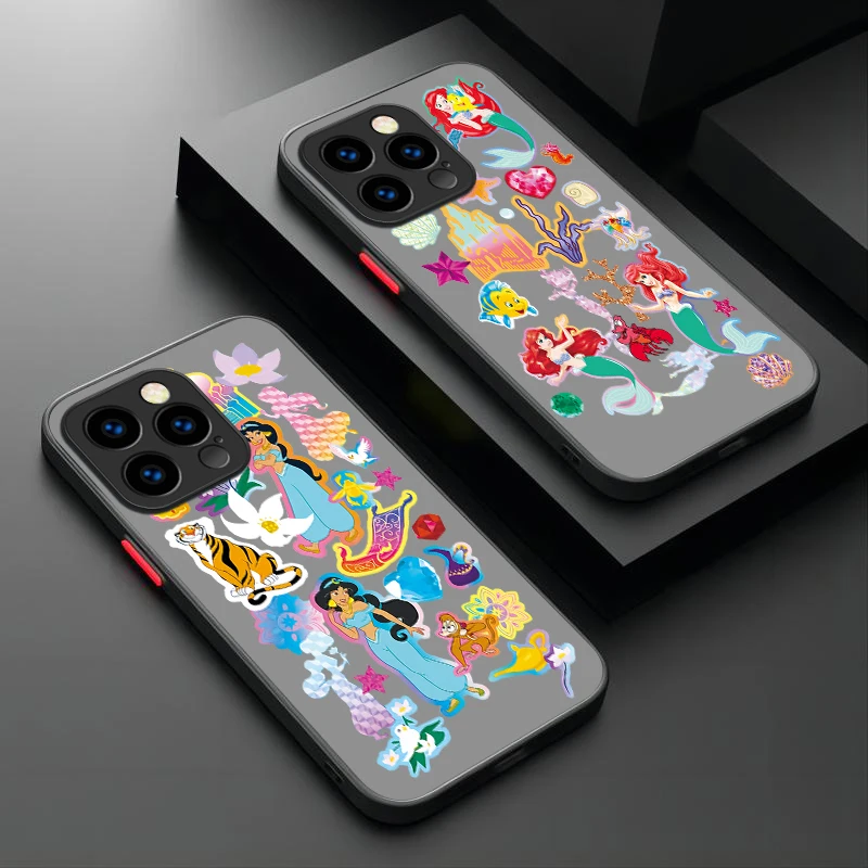 Disney Princess Phone Case For iPhone 16 15 14 13 12 11 Pro Max X XR XS 7 8 Plus SE 2020 Shockproof Matte Hard PC Bumper Cover