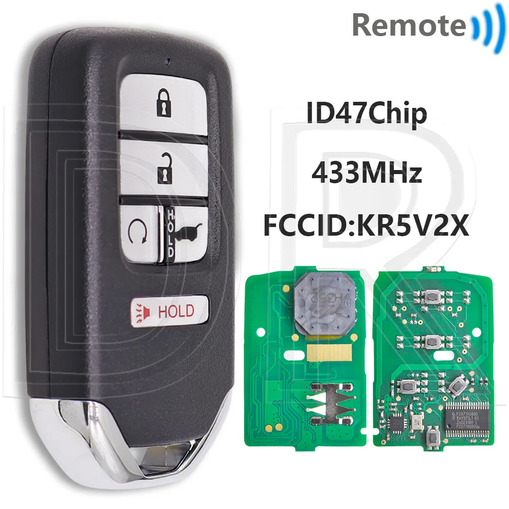 

Отличный чип ID47 KR5V2X 433 МГц бесконтактный автомобильный дистанционный ключ для Honda City CRV HRV Civic Odyssey Clarity Jazz Pilot XRV Venzel EX-L