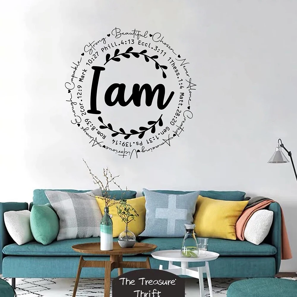 

I am Christian Inspiration Bible Verse Wall Sticker Decal Islamic Motivational Quote Strong Beautiful Vinyl Living Room Bedroom