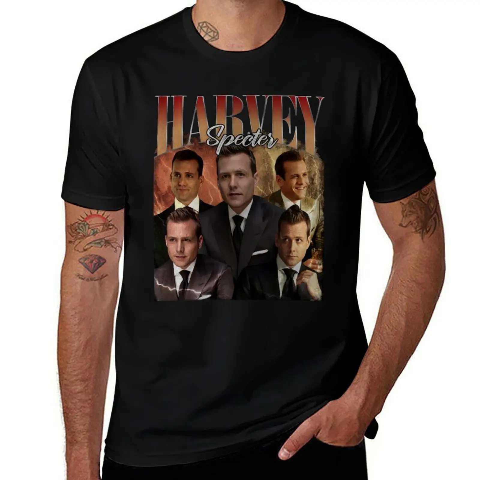Фото Футболка в стиле ретро Harvey Specter, повседневная рабочая футболка №1