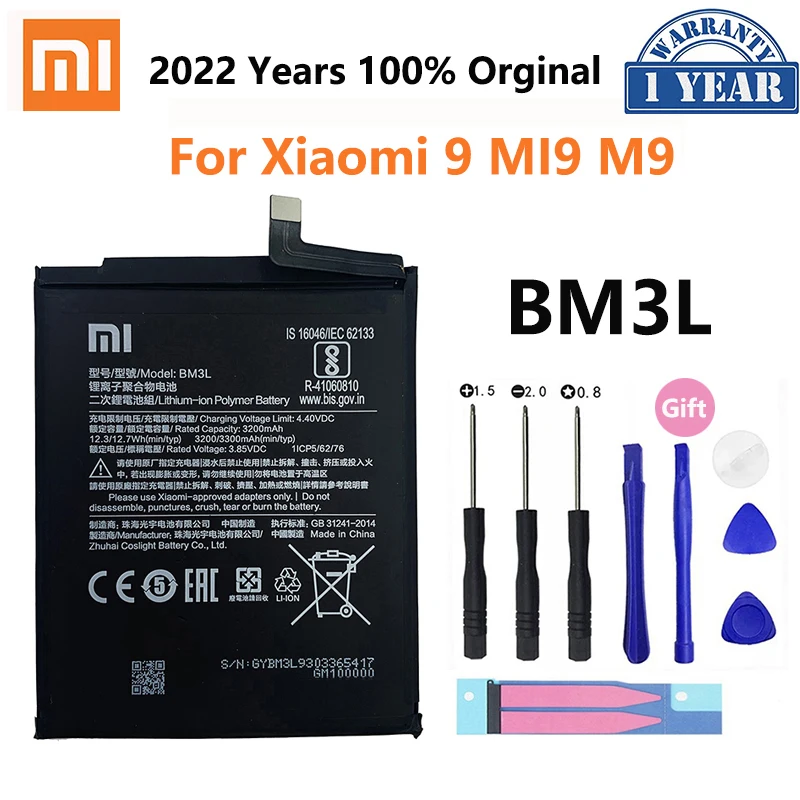 

Xiao mi 100% Original Replacement Battery For Xiaomi 9 MI9 M9 MI 9 Xiaomi9 BM3L Genuine Phone 3300mAh Replacement Batteria