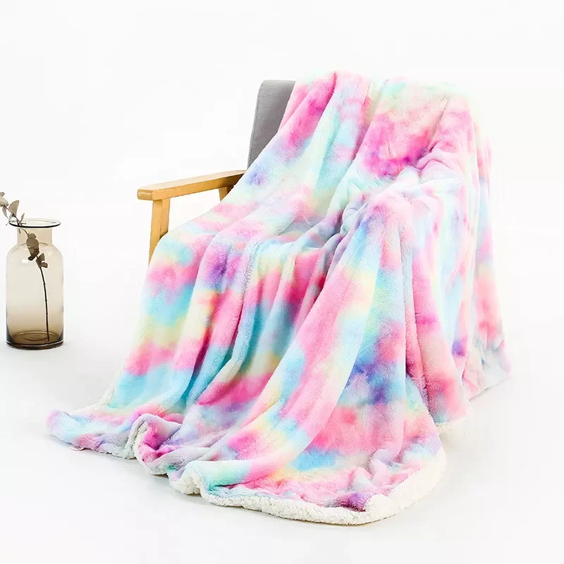 

Flannel Blanket Winter Bed Sheet Bedspread Sofa Mechanical Wash New Rainbow Soft Warm Coral Fleece Blanket