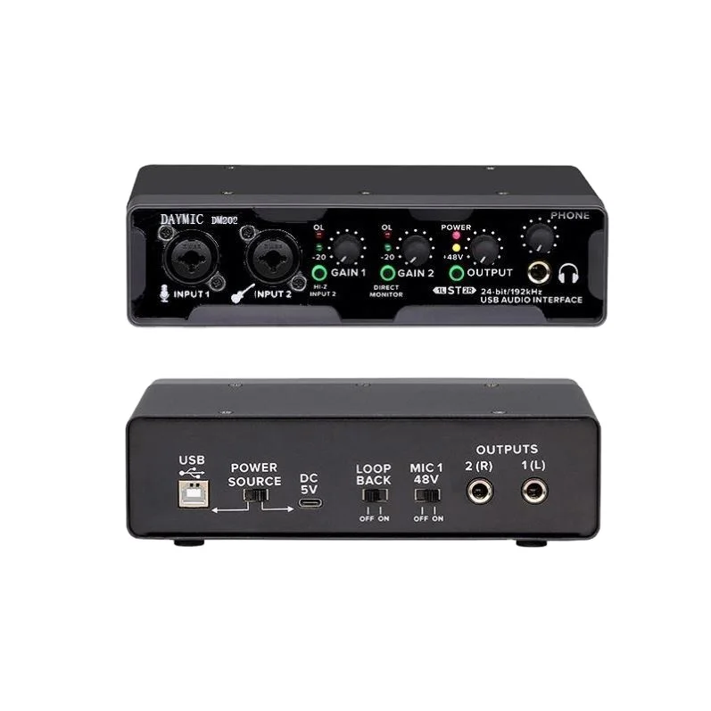Для DAYMIC DM202 Профессиональный 2 входа выхода аудио интерфейс микшер с USB Мобильная