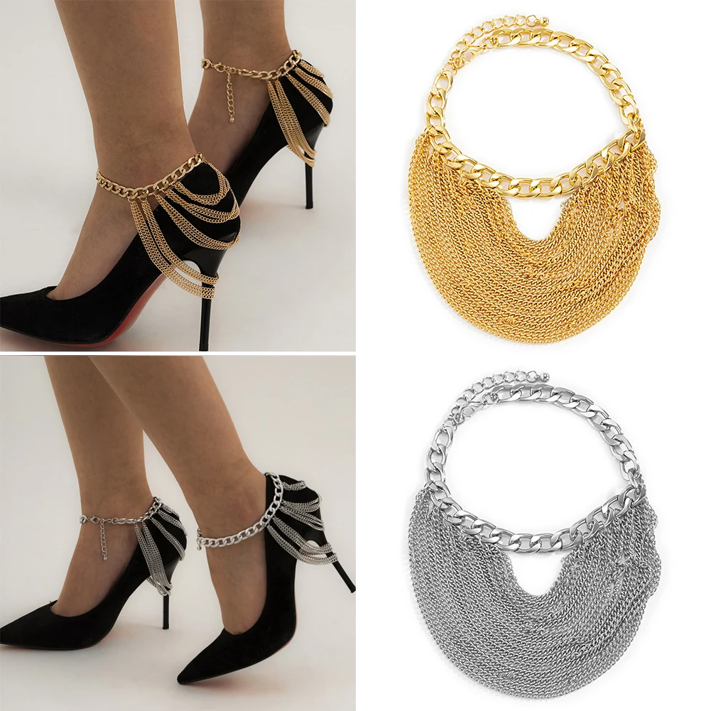 

1pc New Fashion Multilayer Chain High Heel Shoe Simple Foot Ankle Beach Jewelry Foot Bracelet For Women Girl Anklet Gift