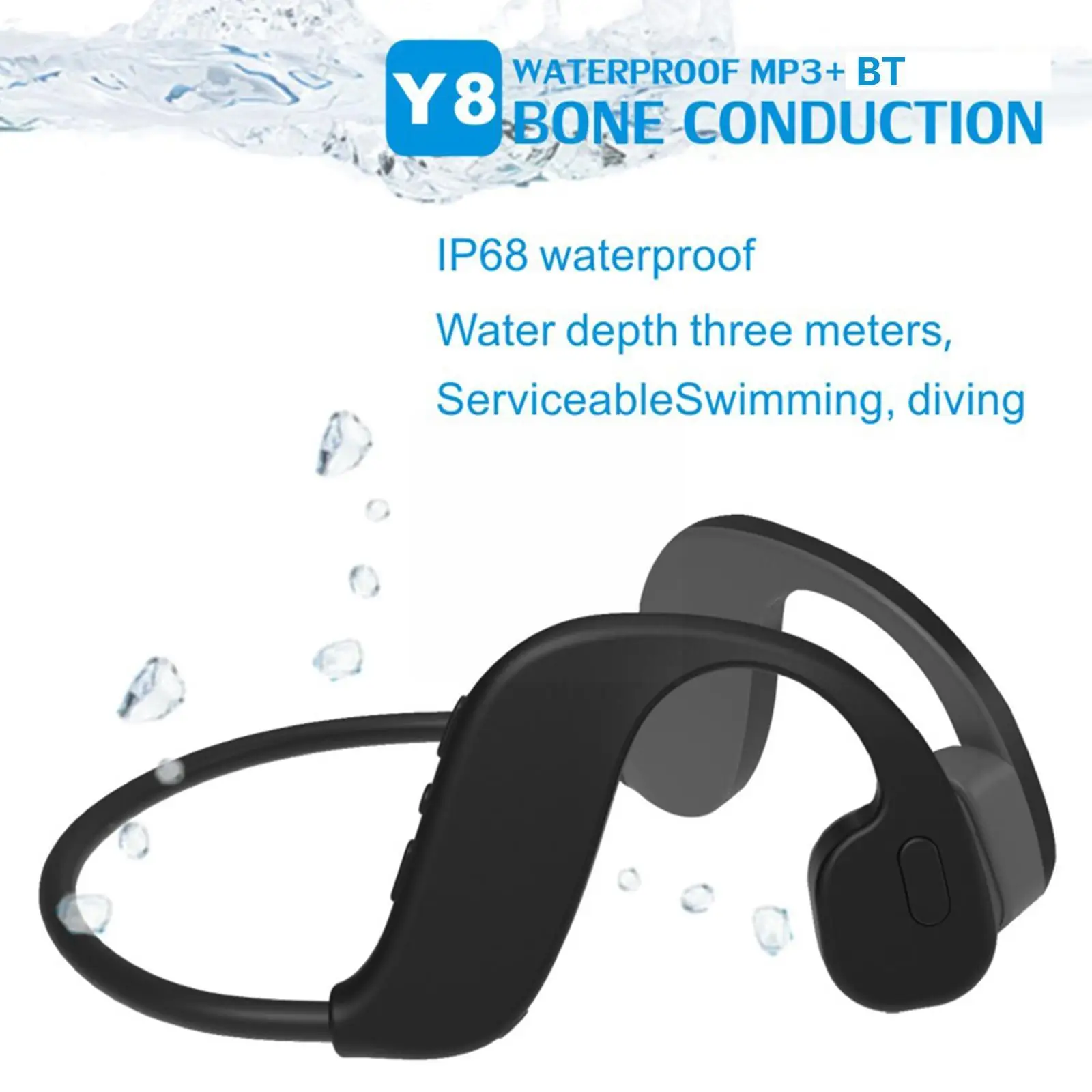 

Новинка, Bluetooth-наушники Y8 для плавания с костной проводимостью, mp3-гарнитура для бега, плавания, ming 32 ГБ, 2 в 1, спортивный водонепроницаемый пл...