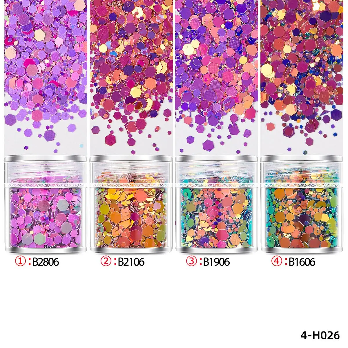 Блестящие хамелеоновые лазерные блестки для дизайна ногтей 4 цвета/набор