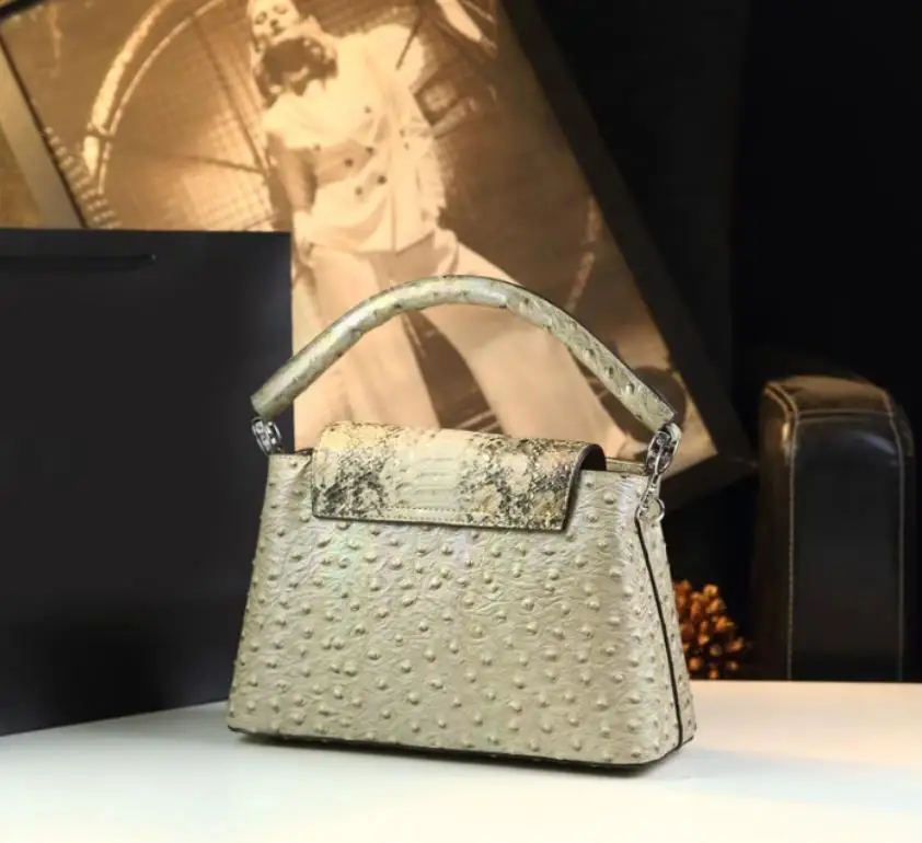 2024 новые женские сумки из страусиной кожи роскошные модные с широким плечевым