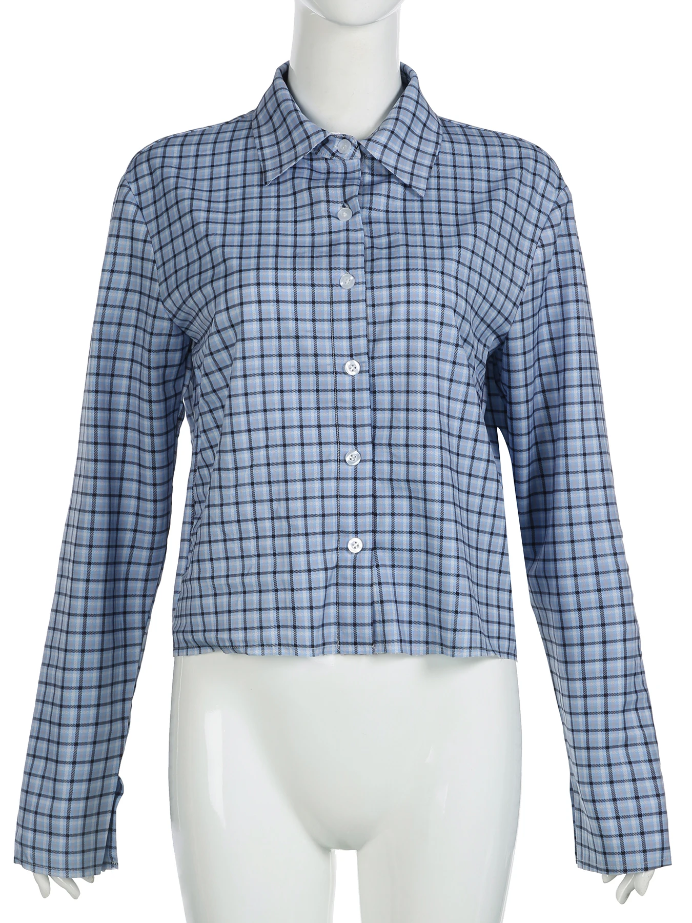 Женская Повседневная рубашка в клетку с длинным рукавом на пуговицах