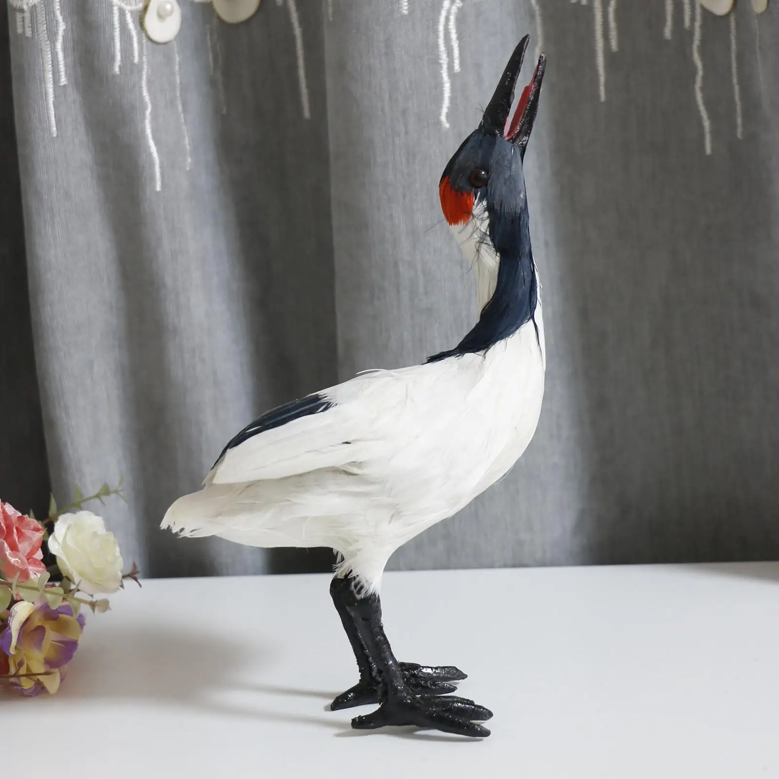 

Realistic Garden Red Crowned Crane Statue Sculpture Fake Birds Statue for Bookcase Micro Landscape Outdoor Indoor Patio Decor