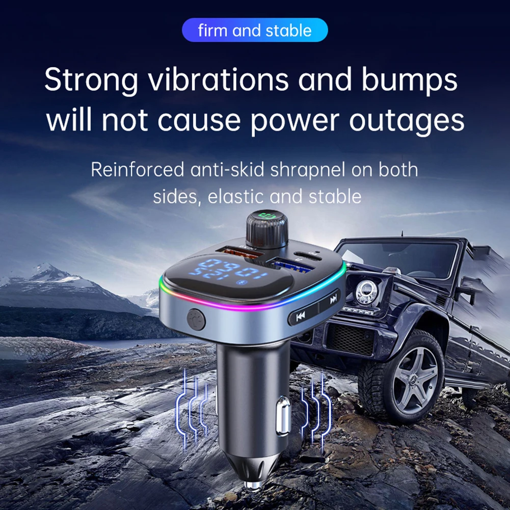 

MP3 Player Car FM Transmitter Bluetooth 5.0 Dual USB Charger Fast Charge Multi-function Universal Cigarette Butt 12V-24V SUV