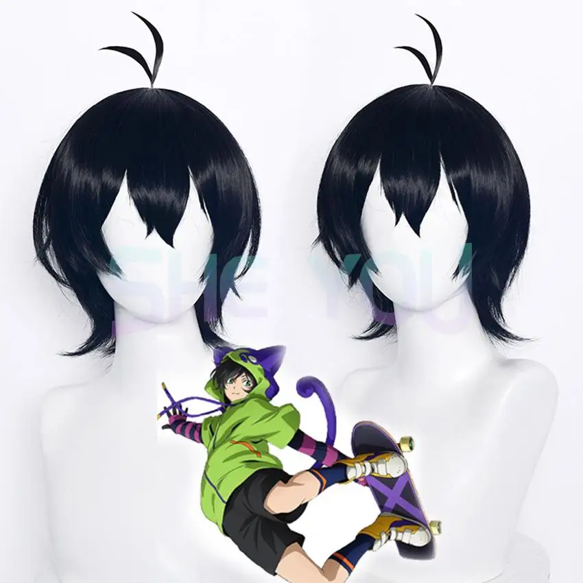 

Sk8 the Infinity Miya Cosplay 32cm Wig Short Black Wig Cosplay Anime Cosplay Wigs Heat Resistant Synthetic Wigs