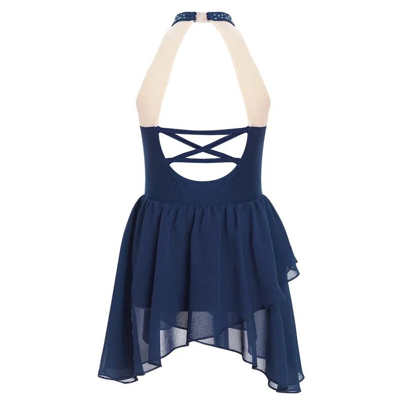 Детское балетное платье для лирических танцев со стразами костюм фигурного