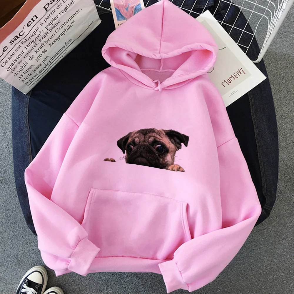 

Pug hoodies women streetwear long sleeve top harajuku funny clothing hoddies female 90s sweater
