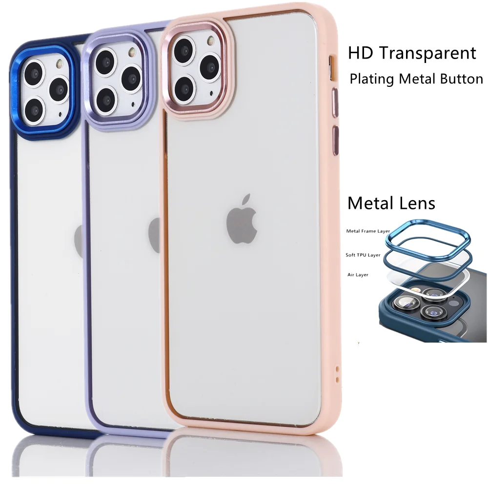 

Роскошный металлический защитный чехол для объектива камеры телефона IPhone 13 12 11 Pro Max силиконовый бампер Прозрачный жесткий чехол из поликар...