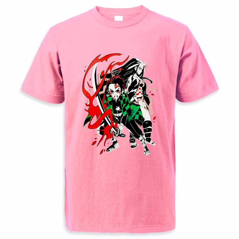 

2022 летние мужские футболки, аниме футболка Tanjirou Nezuko, топы, футболки Харадзюку, круглый вырез, высокое качество