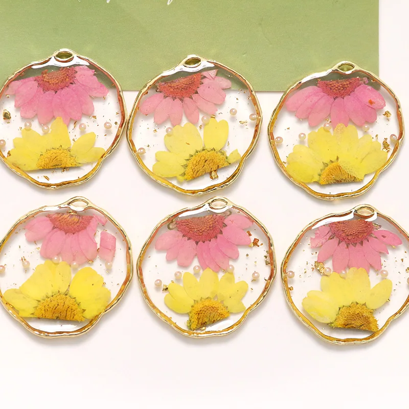 

Summer 20pc/lot color dried flowers core geometry irregular rounds shape alloy floating locket charms diy jewelry accessory