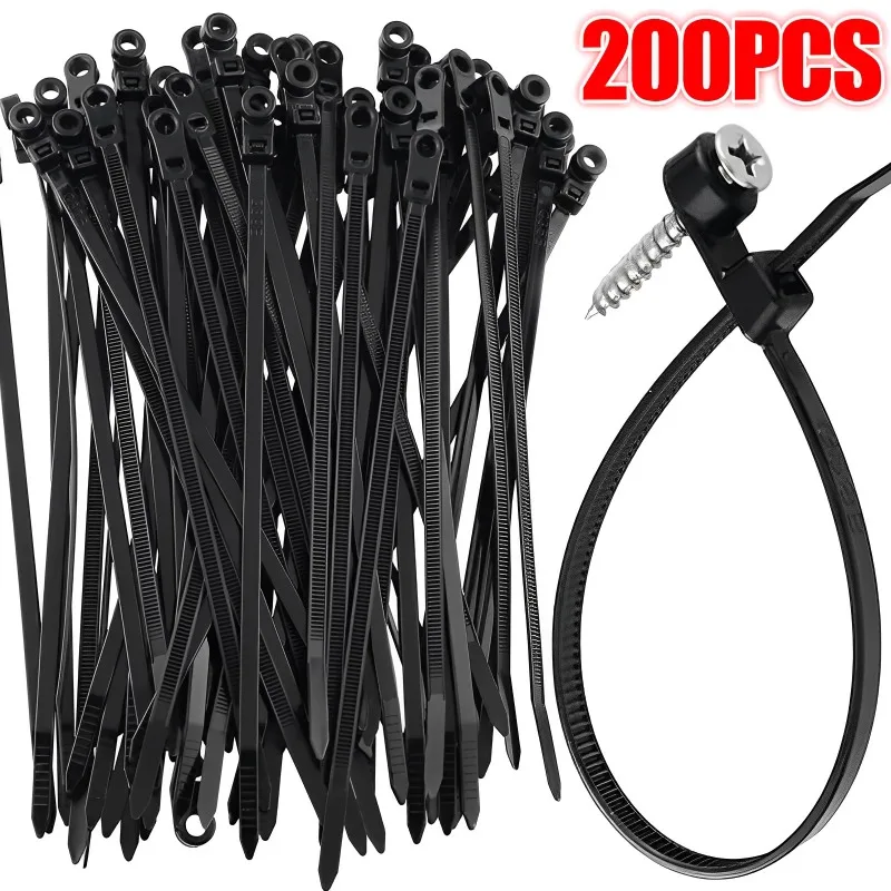 

Screw Hole Cable Ties Fixed Cable Tie Nylon Cable Ties With Screw Hole Mount Self Locking Loop Wrap Bundle Tie Straps 4x150mm