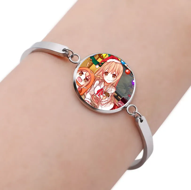 

Women Girls Cartoon Bracelet Silver Plated Bracelet Time Gem Wristband Kids Birthday Gift For Anime Himouto! Umaru-chan Bangle