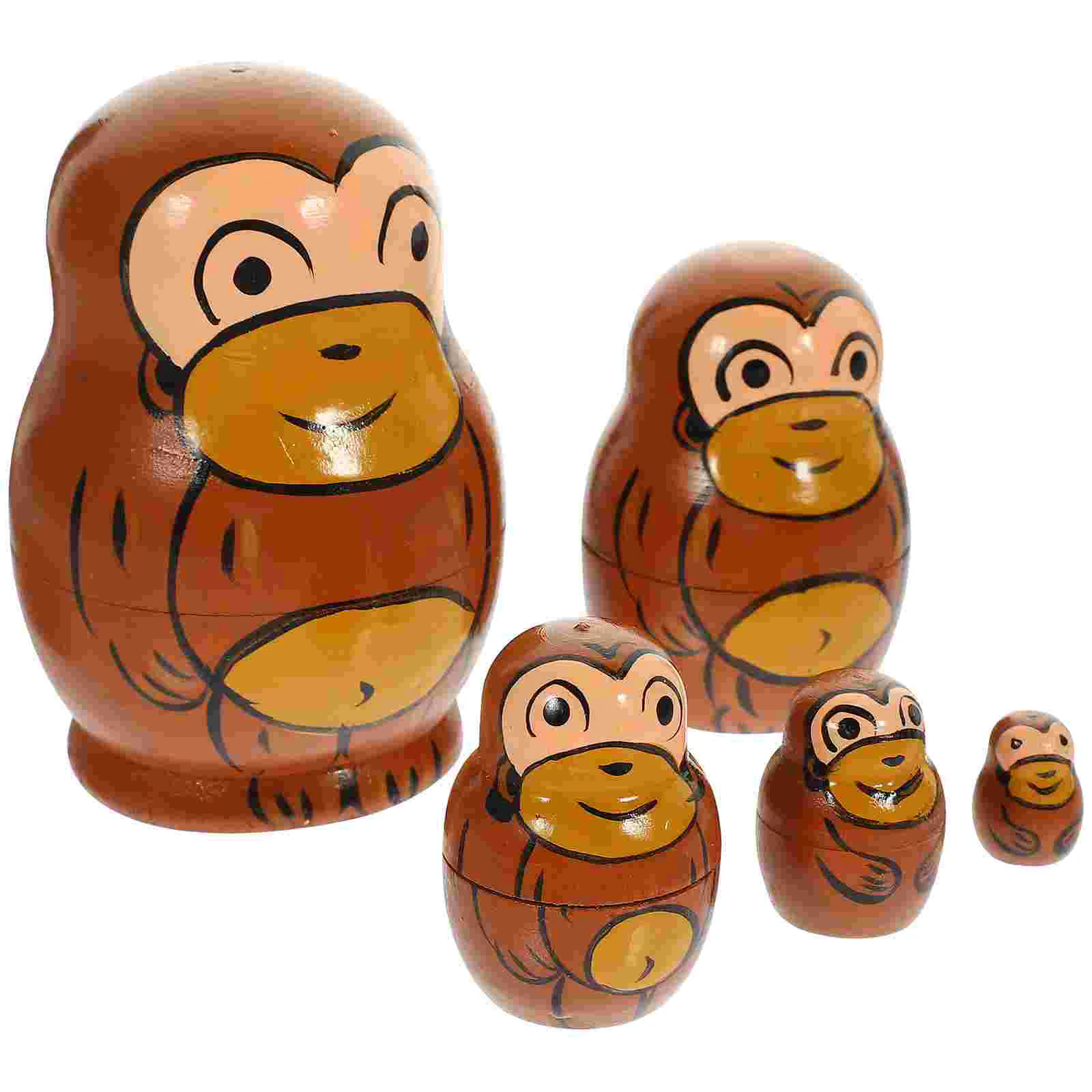 

Забавные штабелируемые куклы матрешка детская обезьяна Мультяшные русские милые деревянные игрушки