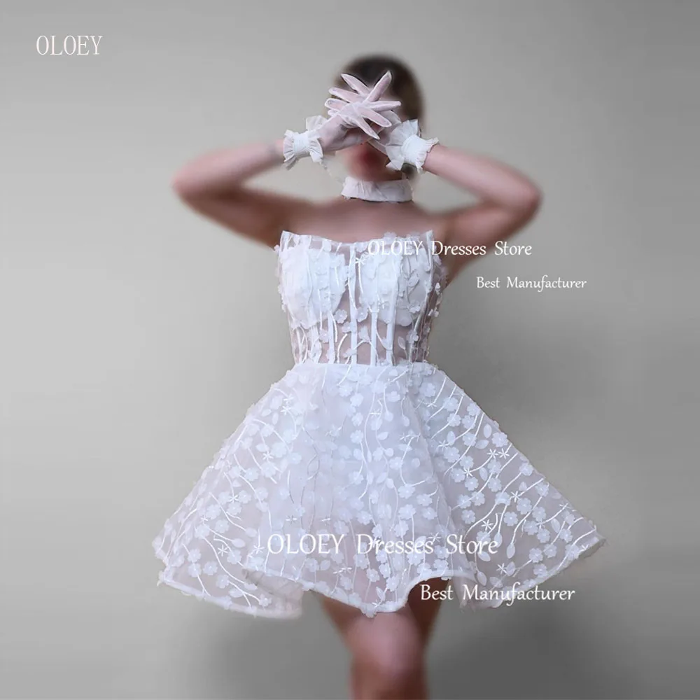 OLOEY 2025 изысканные кружевные короткие мини-платья для невесты Женский корсет на