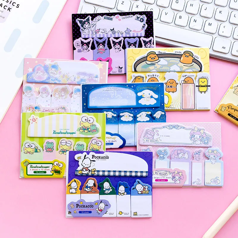 

Аниме Sanrio Post-It Notes Kawaii Cinnamoroll Kuromi Mymelody Pompurin аксессуары милые Стикеры для заметок канцелярские подарки