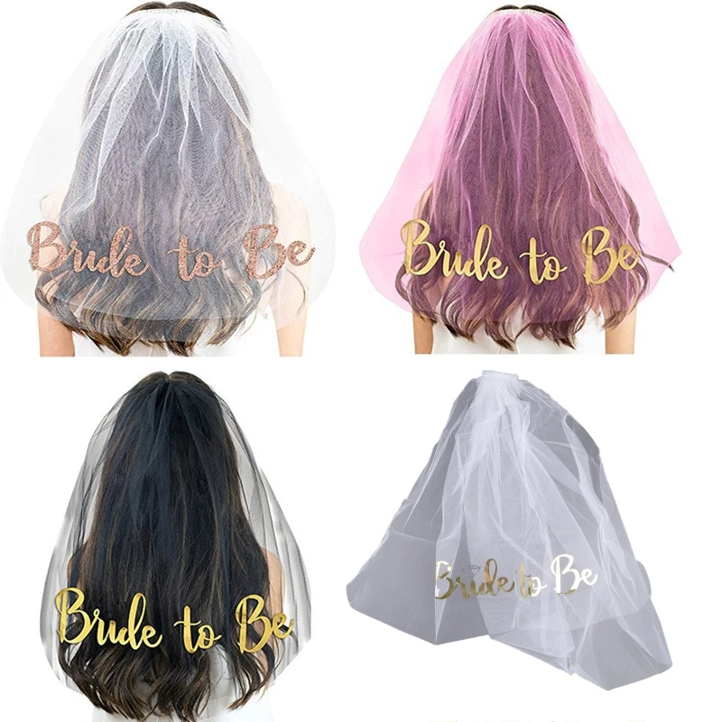 

Bachelorette Party Glitter Gold Print Bride To Be Veil Bridal Shower Supplies Engagement Wedding Decoration Hen Night Gift