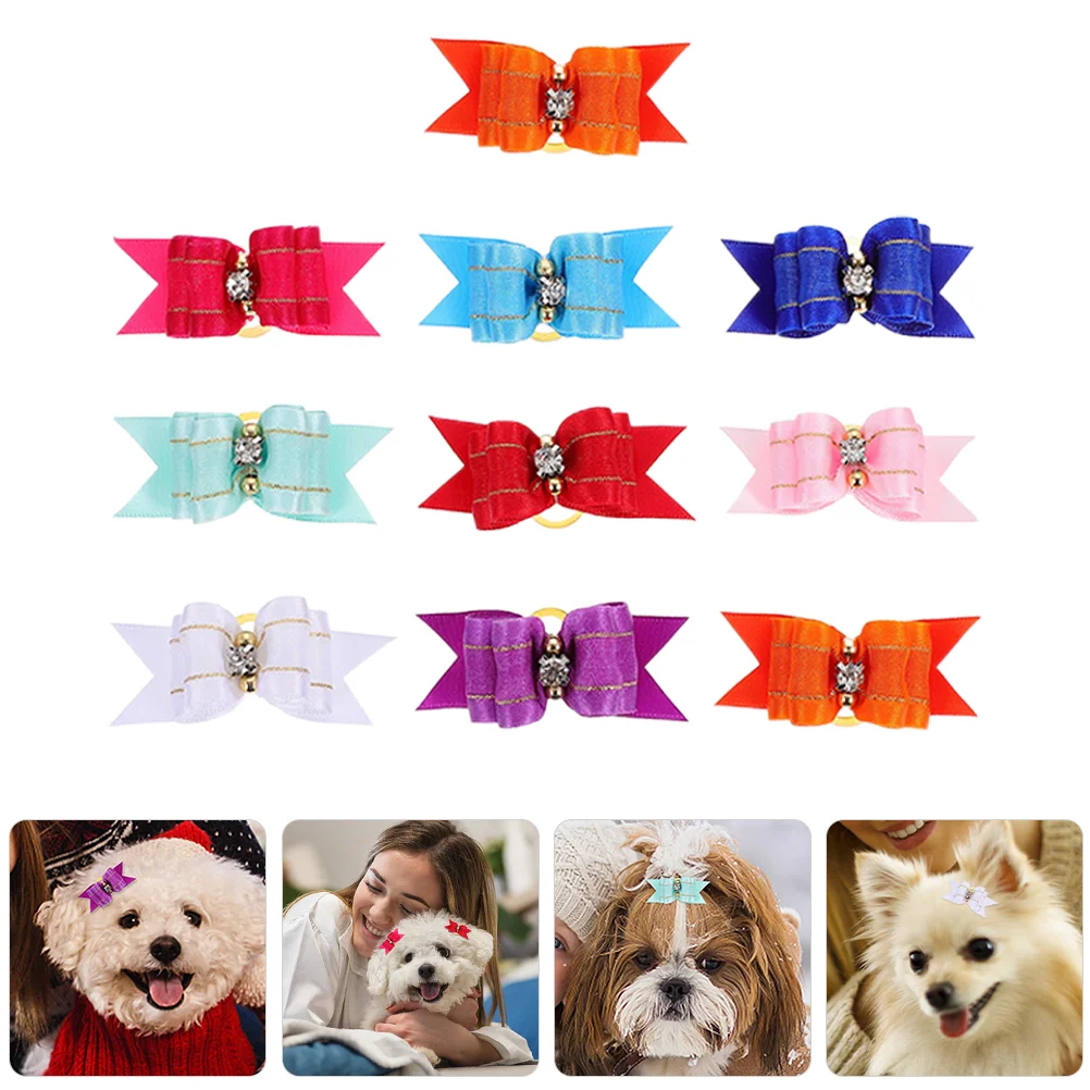 

10pcs Halloween Pet Hair Bows Dog Bowknot Hairbands Pet Dog Hair Accessories for Festival Mixed Color