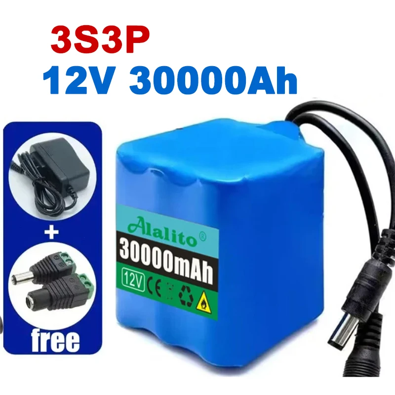 Фото НОВЫЙ аккумулятор 12В 3S5P 50000мАч, литий-ионные аккумуляторы 18650 50Ач, перезаряжаемые батареи с BMS, литиевые аккумуляторные блоки, плата защиты + зарядное устройство №1
