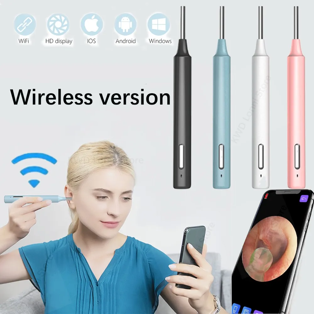 

Беспроводной умный визуальный ушной очиститель, отоскоп, инструмент для удаления ушного воска с камерой, эндоскоп для ушей 1080P, Ушная палочка для iPhone, Android