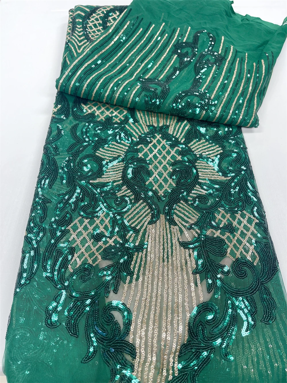 Wholesale Green African Sequins Lace Fabric 2022 French Tulle Net Lace,High Quality Net Embroidery Nigerian Wedding Party 5Yards