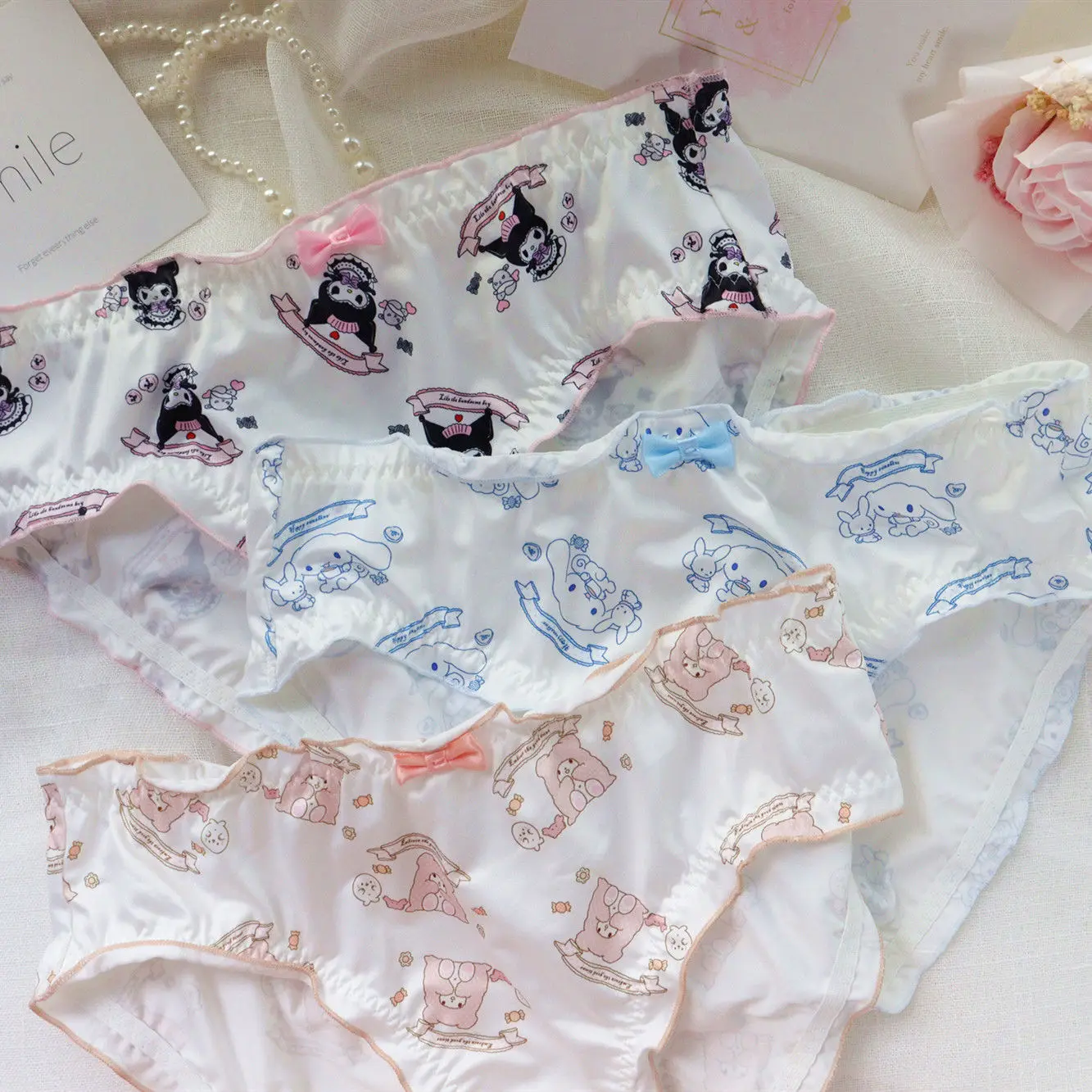 

Kawaii Sanrios Girls Panties Student Sweet Briefs Underwear Anime Kuromi Cinnamoroll My Melody Cute Cartoon Birthday Gift