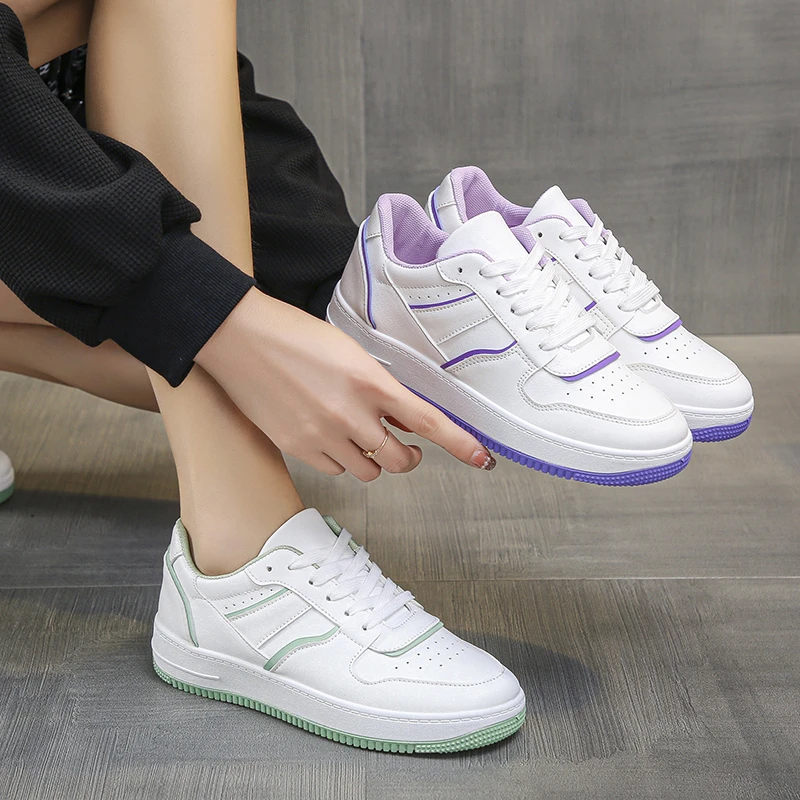 

Fashion for Women Vulcanize Shoes Platform Sneakers White Flats Breathable Casual Shoes Trainers Lace-up