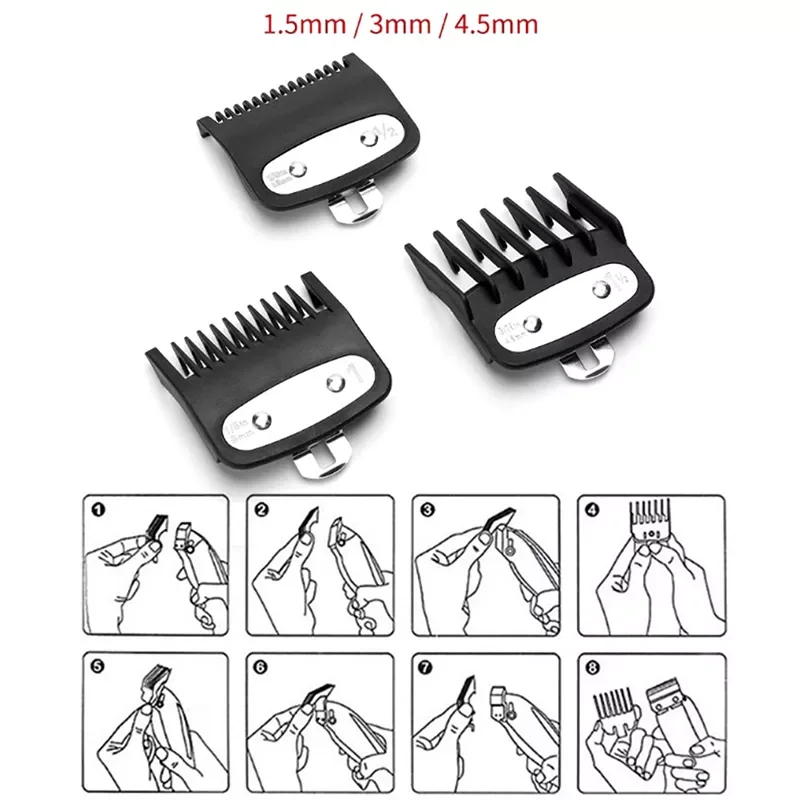 

2/3pcs Professional Cutting Guide Comb Hair Clipper Limit Comb With Metal Clip