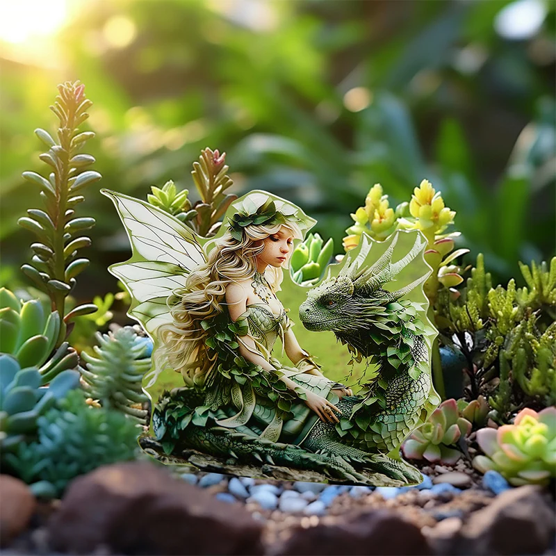 Сказочный Зеленый Синий Дракон акриловый садовый ворс растение цветочный горшок