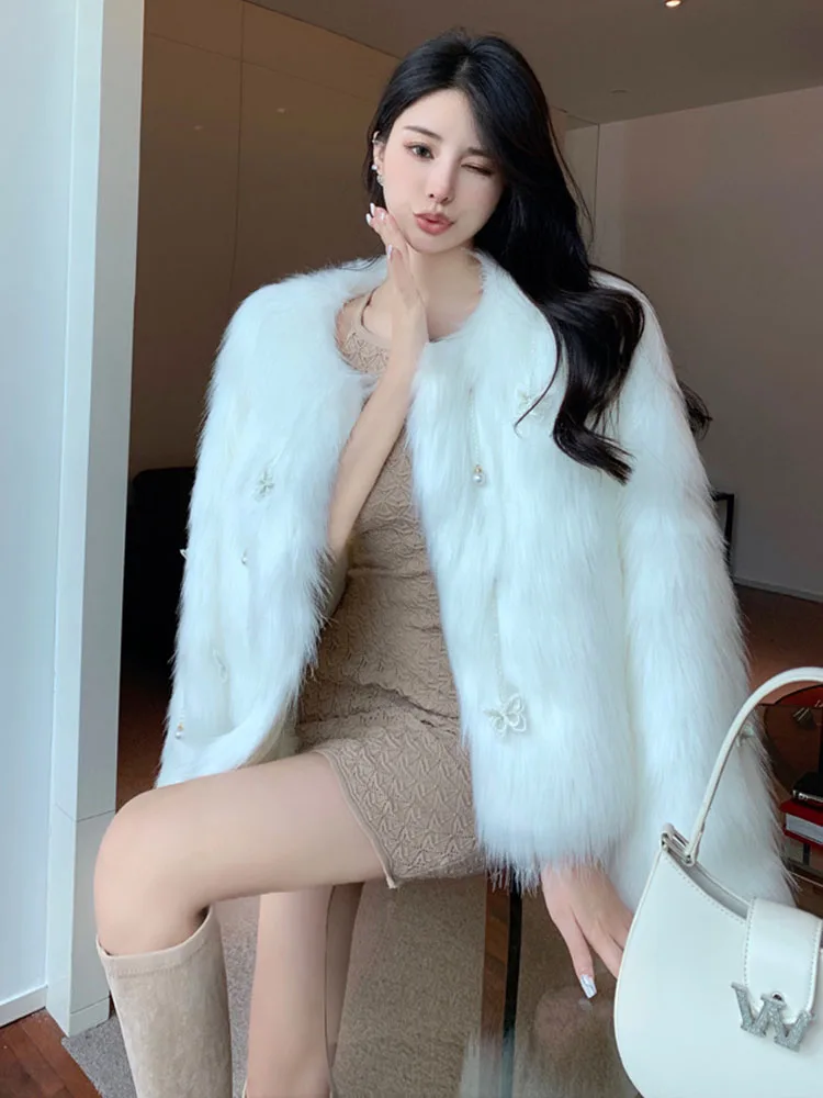 Faux Raccoon Fur Coat Women Winter Jacket Elegant Warm Luxury Clothes Cover Oversize 2022 New Fashion Full Y2k Especially Woman