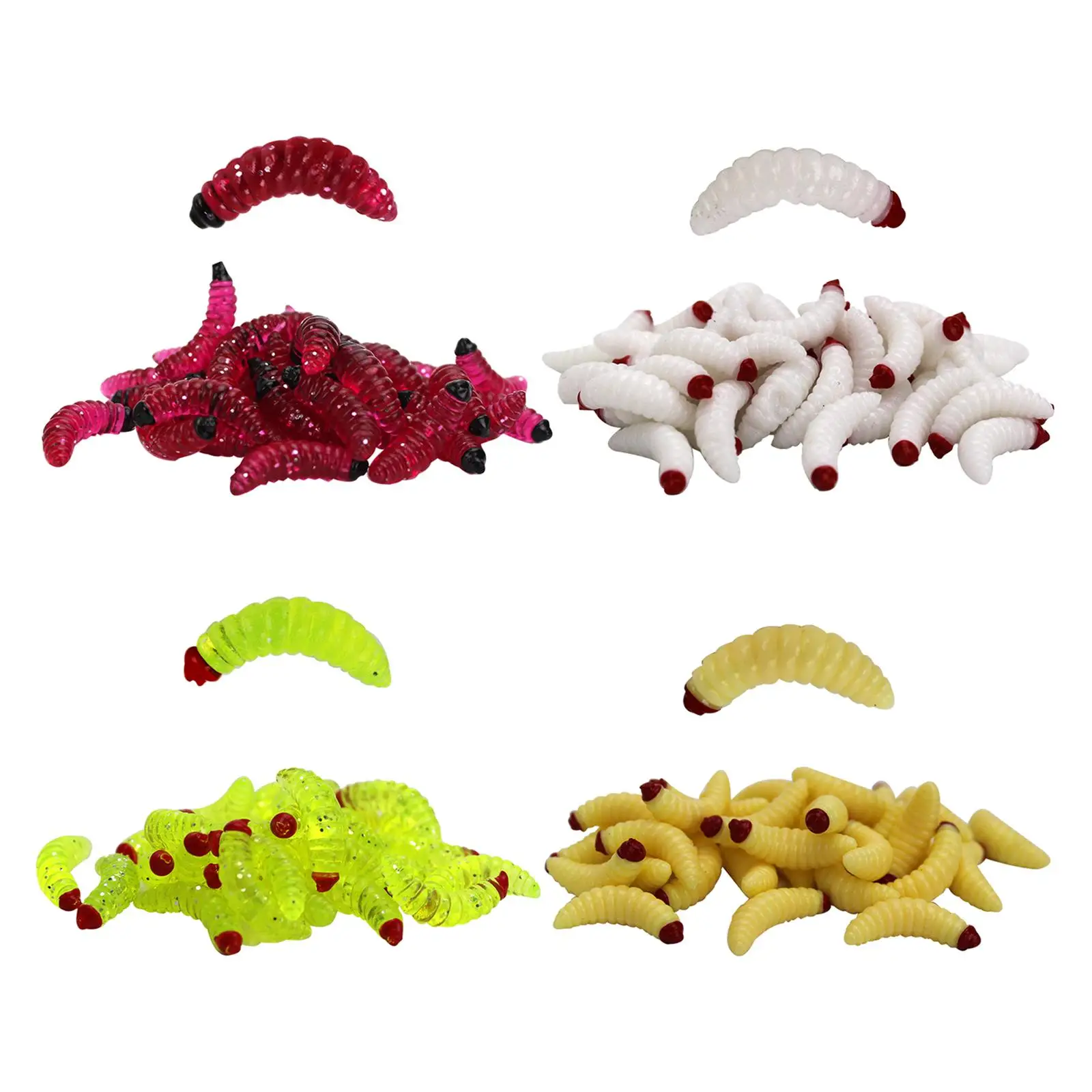 

50 Pieces 2.4cm Fishing Bait Worm Baits Plastic Artificial Lote Lures Maggot Baits Bread Worm Fishing Lure