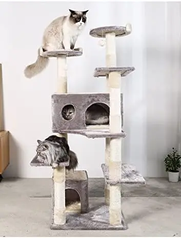 

56 inch cat Tree cat Tower, sisal cat Grab Post, Kitten Game House Kitten Activity Center (Black) Cats accesories Pusheen the ca
