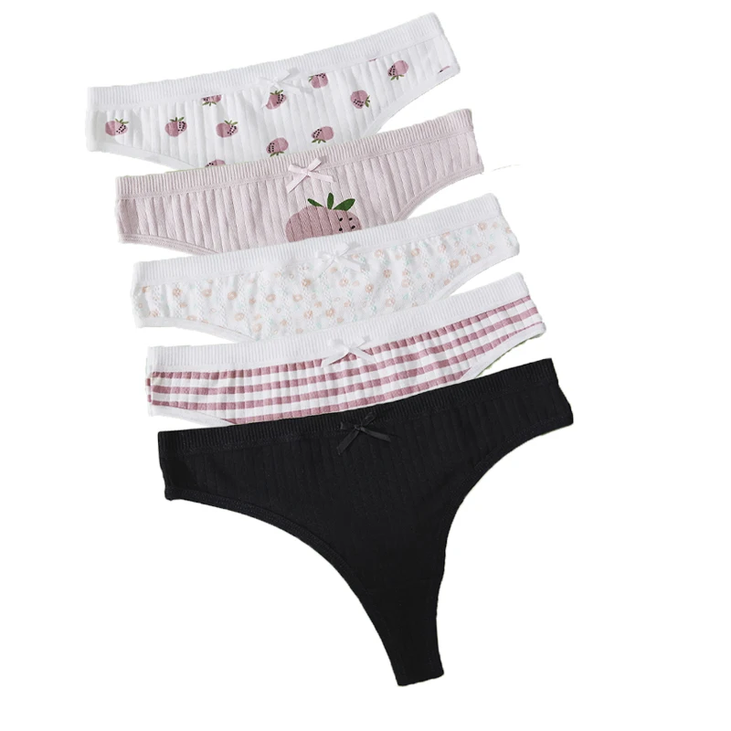 Женское нижнее белье с принтом модные стринги милая клубничная полоска теплый
