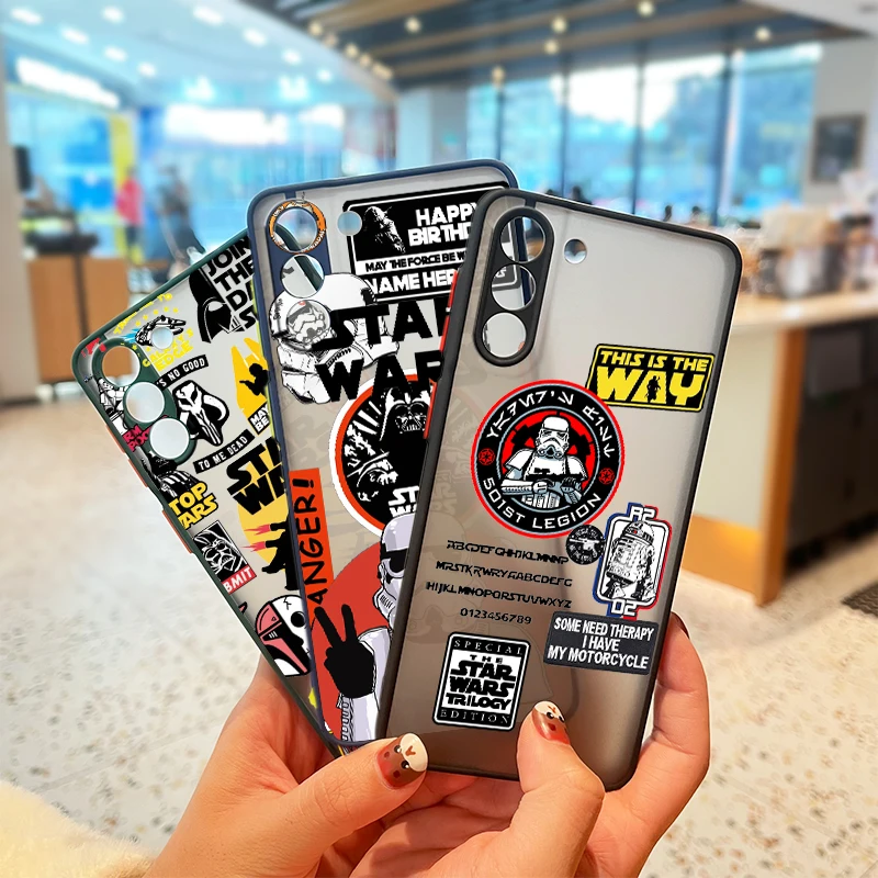 

Fashion Knight Star Wars For Samsung S22 S21 Ultra S20 FE S10E S10 Lite S9 S8 Plus Frosted Translucent Matte Cover Phone Case