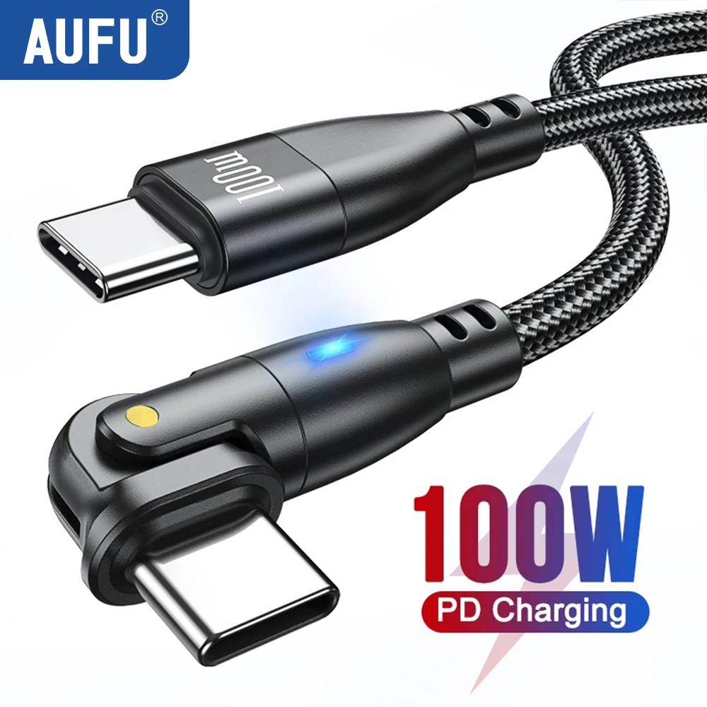 AUFU 100 Вт USB C к Type C кабелю USBC PD, провод для быстрой зарядки для MacBook Pro, Xiaomi POCO, Huawei, iPad, Samsung, внешний кабель 3 м