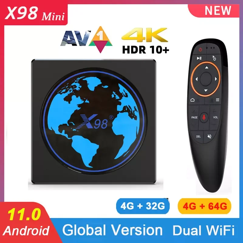 

X98 Mini Amlogic S905W2 TV Box Android 11 4Gb 32GB 64GB Support AV1 4K 2.4G&5G Wifi BT Youtube tvbox Media Player Set Top Bo