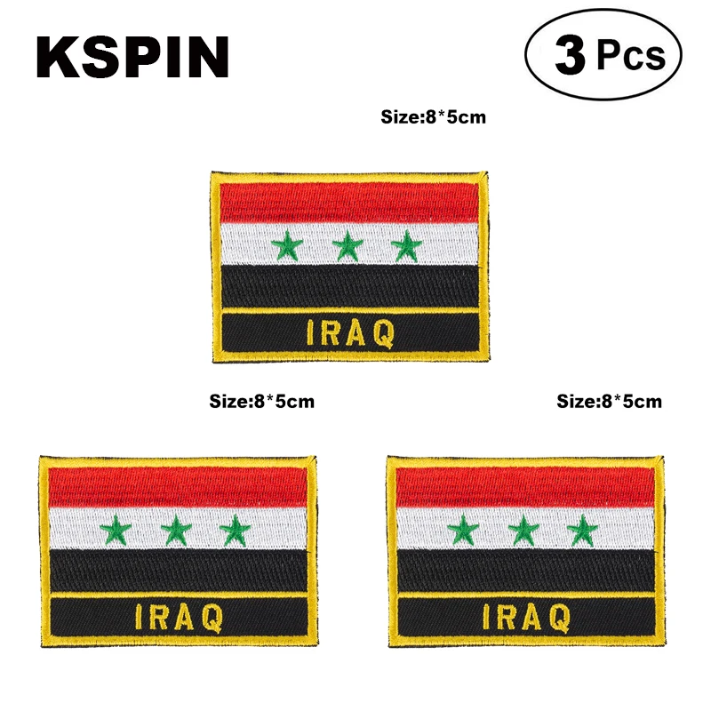 

Iraq Rectangular Shape Flag patches embroidered flag patches national flag patches for clothing DIY Decoration