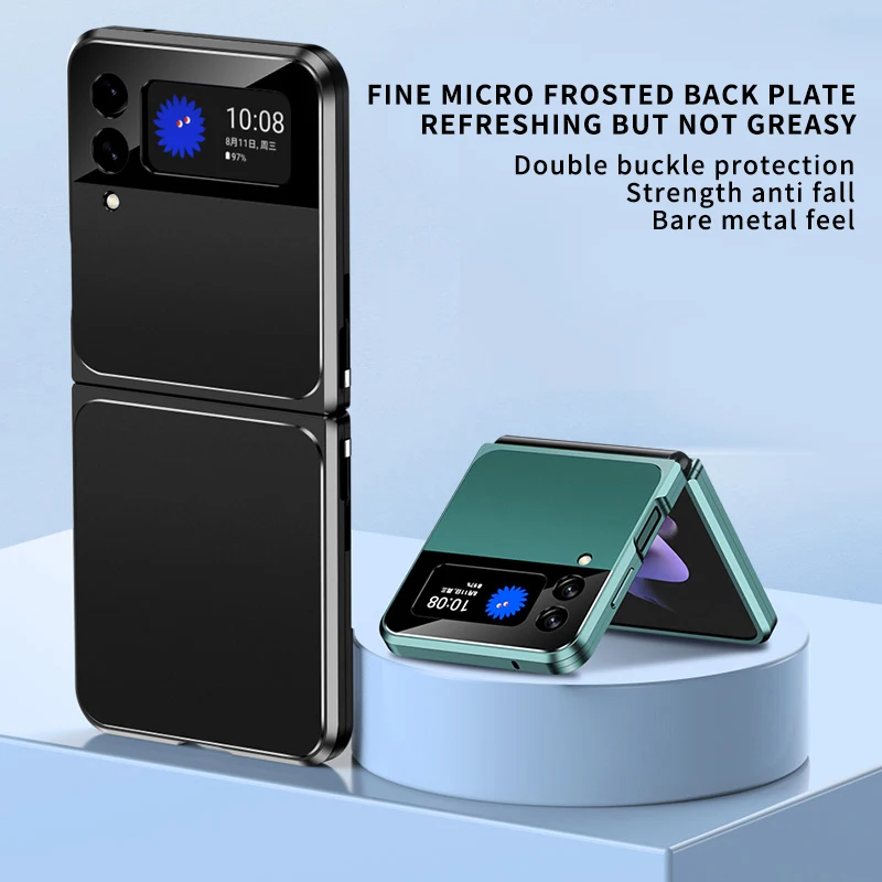 

Metal Magnetic Cover for Samsung Galaxy Z Flip 3 Flip3 5G Shockproof Durable Hard Phone Case Full Protection Glass Film Fundas