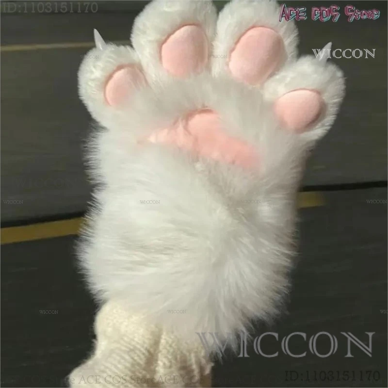 Перчатки с пушистыми лапами костюмы для косплея кошачий овечий коготь кролик