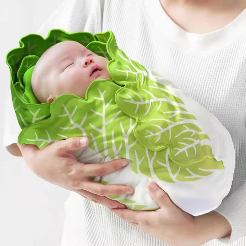 

Baby Flannel Blanket Baby Wrap Blanket with Hat Pancake Chinese Cabbage Blanket Baby Warm Quilt Super Soft Baby Swaddle