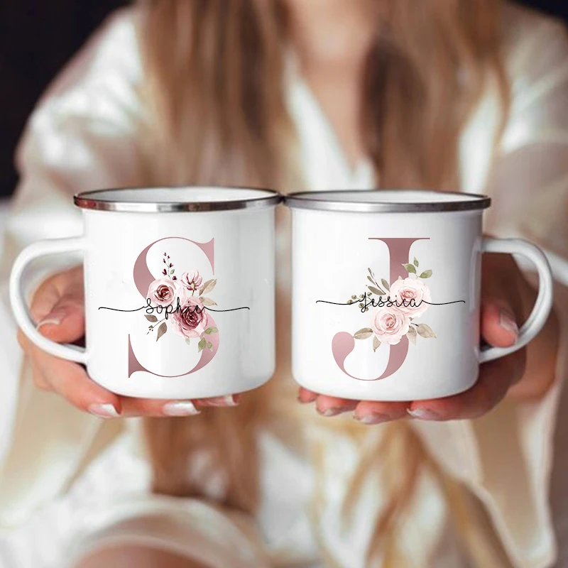 

Personalized Mug Floral Initial Name Cup Custom Name Tea Coffee Hot Chocolate Mugs Bride Bridesmaid Mothers Day Gifts for Her