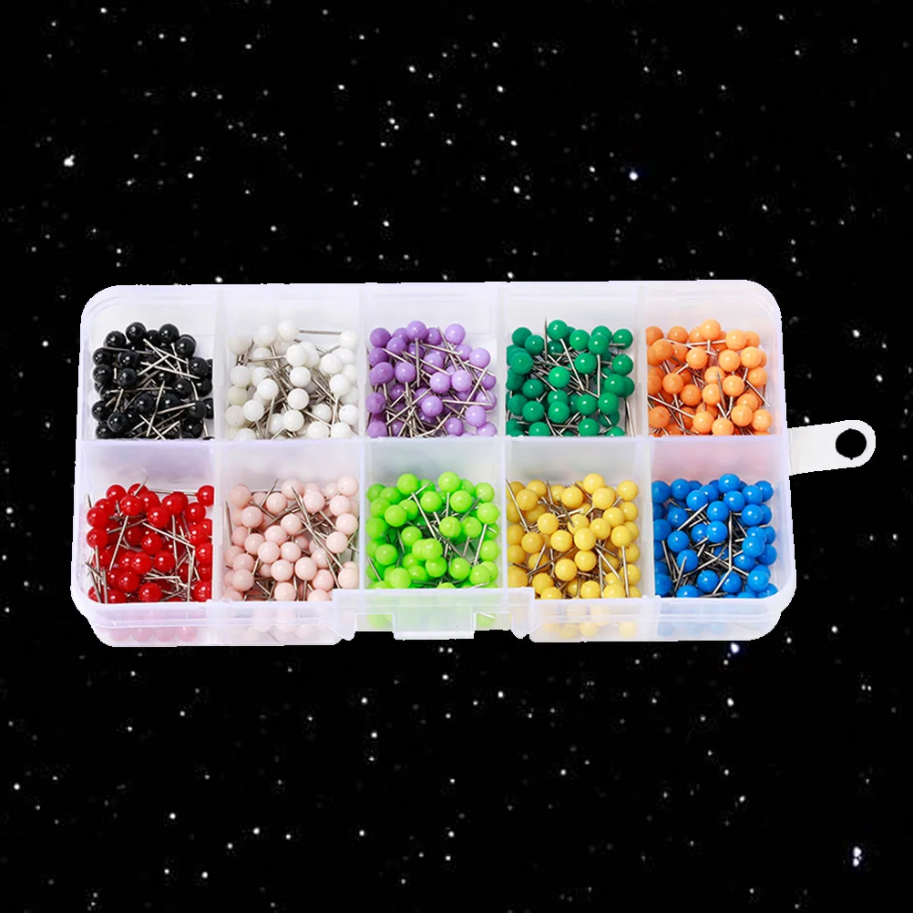 

500 Pcs/10Grid Sewing Kids Decor Straight Head Braid Accessories Ball Push