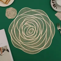 pvc hollow insulation mat decoration table mat rose shape party placemat insulation coaster restaurant household table pad