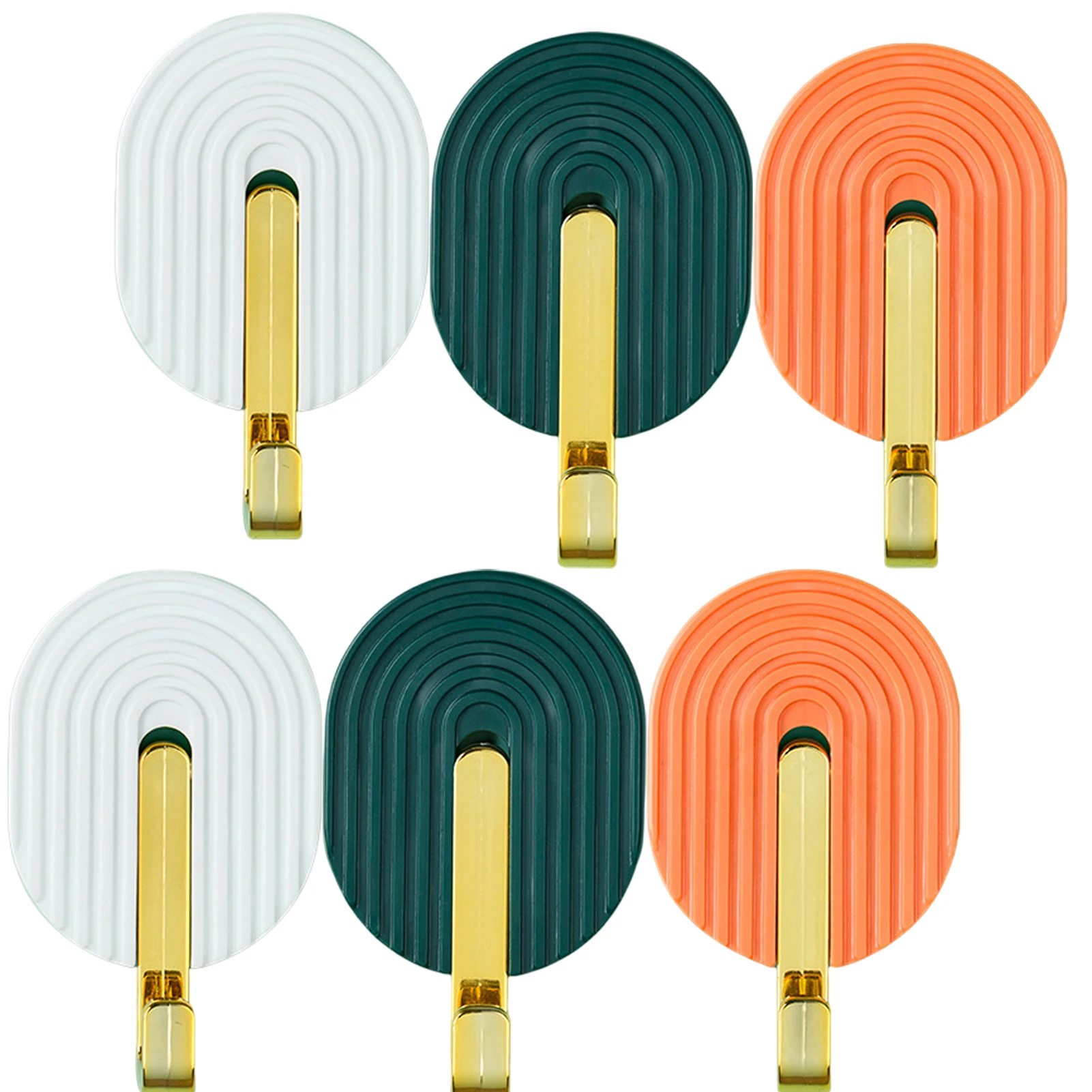 

6 шт., самоклеящиеся разноцветные крючки для шкафа, кухни, ванной